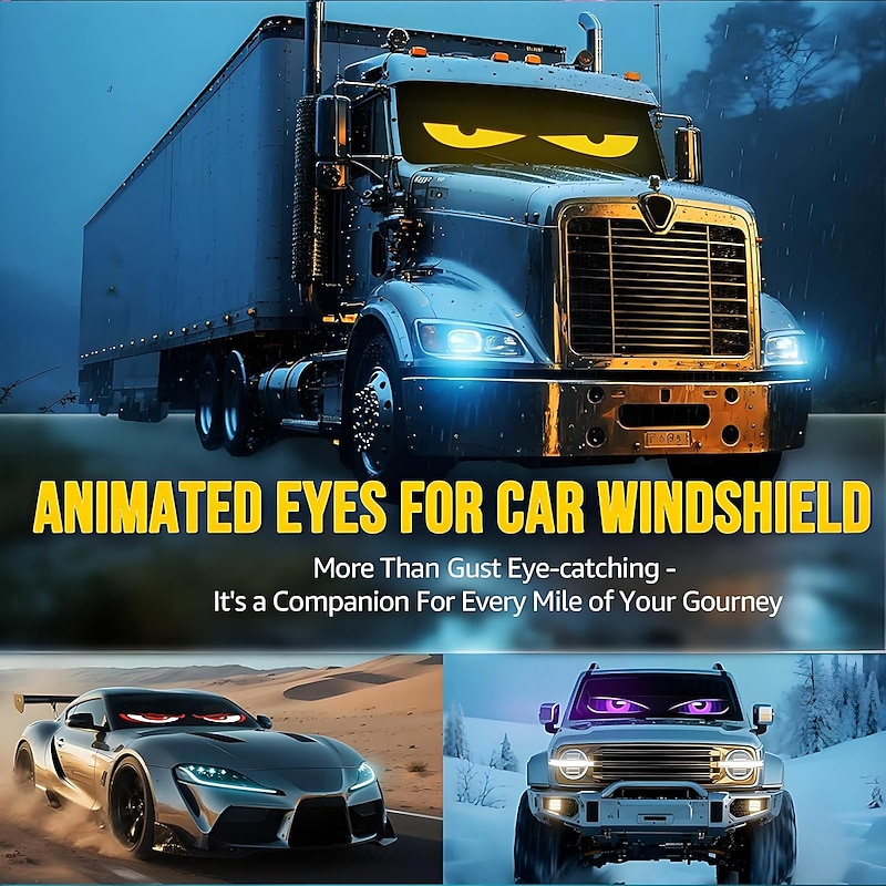 High-Brightness Devil Eyes LED Light Strips for Cars/Trucks/SUVs - 23.6x4.73 Customizable Windshield Decoration with App Control IP68 Waterproof USB-Powered3