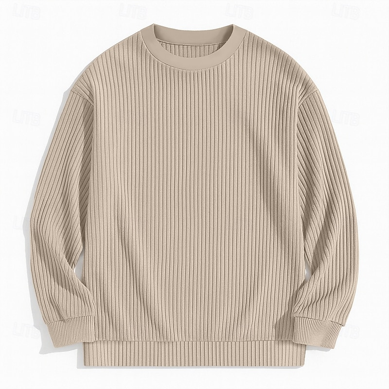 Men's Sweatshirt Corduroy Pullover Hoodie Sweatshirt Pullover Apricot Pink Red Navy Blue Green Crew Neck Plain Textured Sports & Outdoor Casual Daily Streetwear Cool Sportswear Spring &  Fall