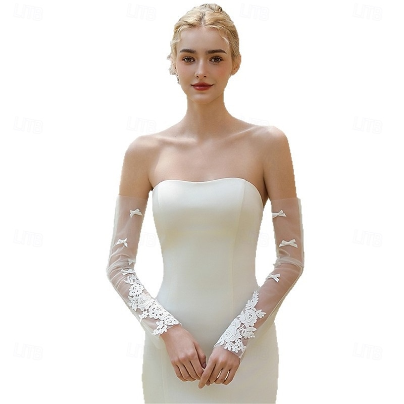 Lace / Tulle Elbow Length Glove Elegant / Classic Style / Formal With Pure Color Wedding / Party Glove4