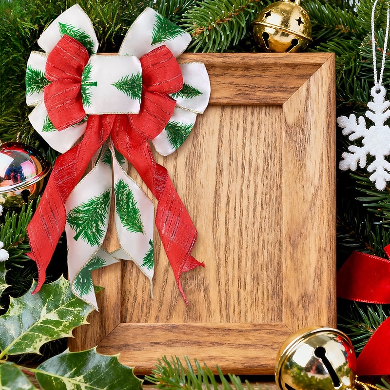 Christmas Red Velvet Bow Ornaments with Snowflake Trim Holiday Tree Hanging Decorations, Wreath & Garland Accessories, Festive Christmas Hanging Decor3