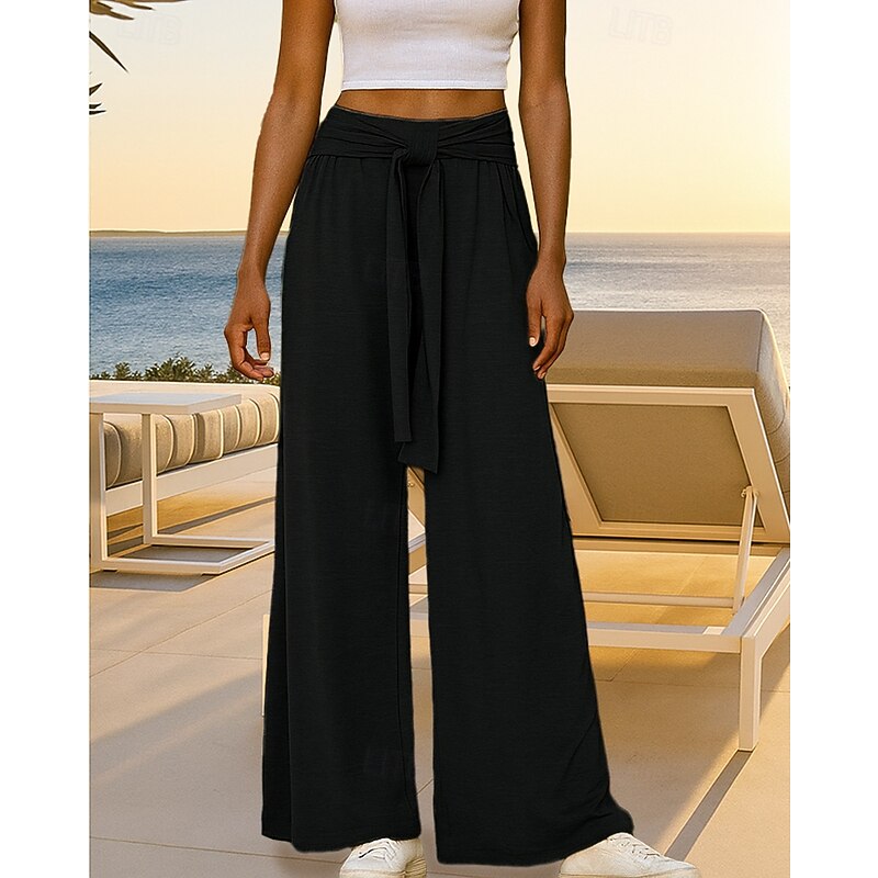 Women's Wide Leg Pants Casual Pants High Waist Bottoms Athleisure Gym Workout Fall Spandex Lightweight Soft Travel Running Yoga Loose Fit Sportswear Activewear Solid Colored Black Green Khaki4