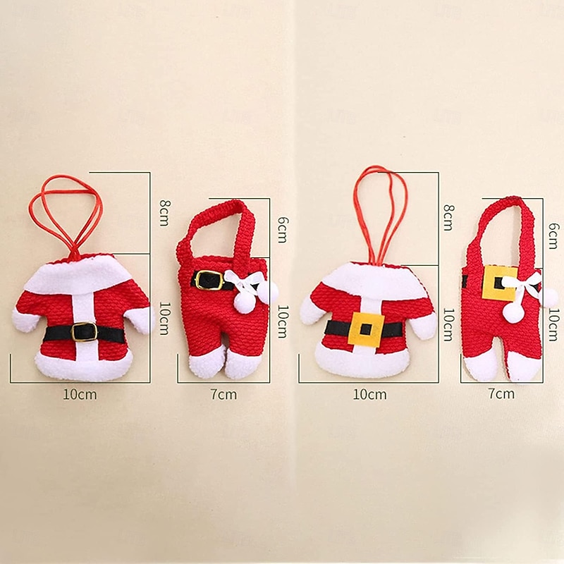 3 Set Christmas Decorations Table Decorations/ Christmas Knife and Fork Covers Red Christmas Snowman Pants Xmas Party Dinner Novelty Decorations Best for Thanksgiving Day/Christmas4
