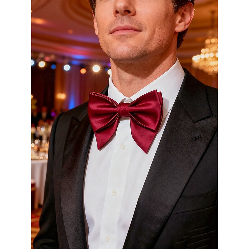 Men's Satin Bow Tie in Multiple Colors, Adjustable Formal Neckwear, Christmas Party and Wedding Accessory Gift for Him2