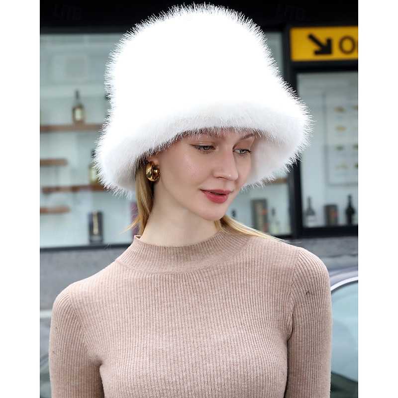 Women's Bucket Cloche Hat Daily Holiday Solid Color Polyester Casual Warm 1 PC2