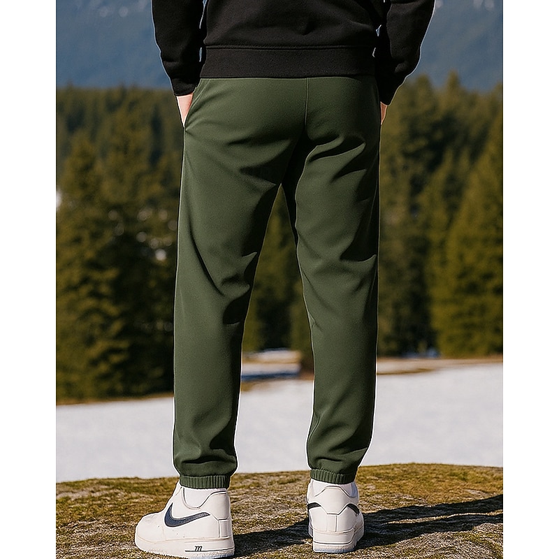 Men's Hiking Pants Trousers Waterproof pants Drawstring Pants Winter Outdoor Regular Fit Waterproof Windproof Bottoms Pocket Elastic Waist Black Army Green Camping / Hiking Running S M L XL XXL3