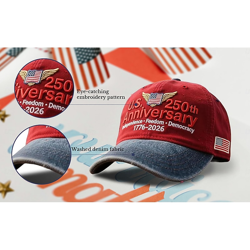 United States 250th Anniversary Hat Tribute Patriotic Baseball Cap Adjustable Retro Washed Freedom Hat Veterans Support Cap Adjustable Patriotic Baseball Hat for Men and Women4