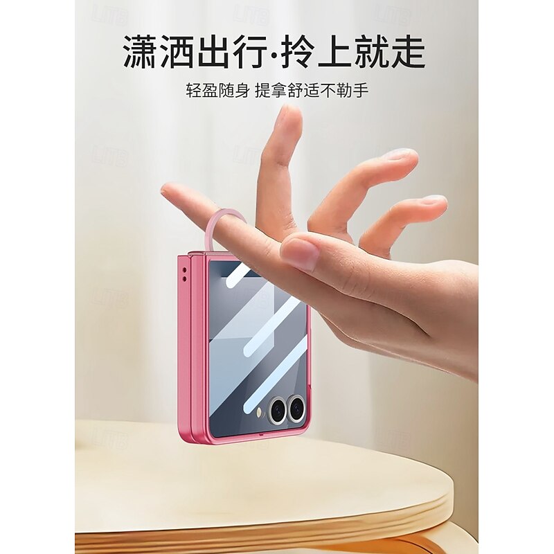 Phone Case For Samsung Galaxy Z Flip 7 Back Cover Full Body Protective Ring Buckle Shockproof Retro PC2