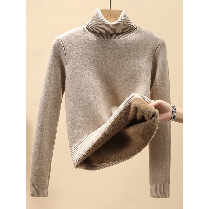 Women's Blouse Solid Color Stylish Casual Long Sleeve High Neck Regular Tops Daily Black Yellow Brown Khaki Spring Fall Winter