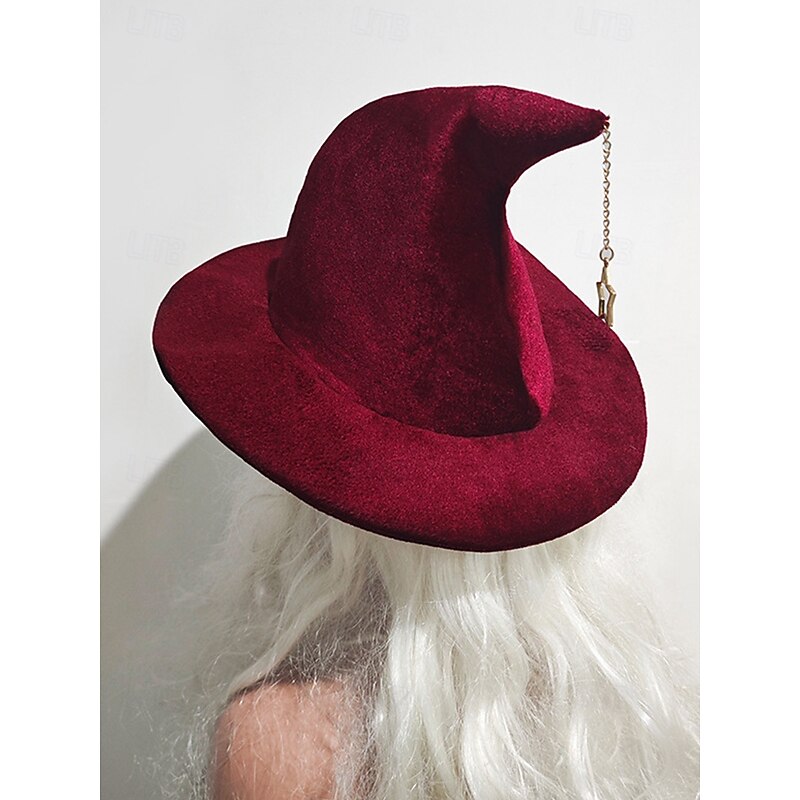 Women's Halloween Witch Hat – Velvet Pointed Wizard Hat with Star Charm for Costume Party, Cosplay and Festival4