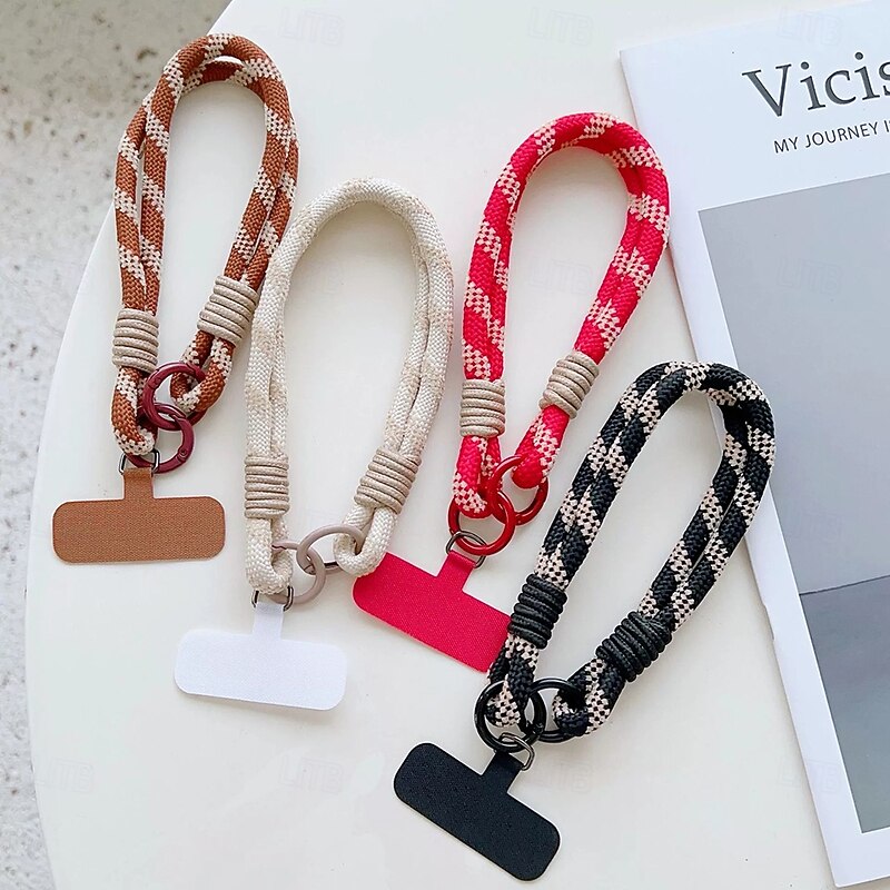 Phone Case For Lanyards Universal with Wrist Strap Color Gradient Geometric Pattern Polyester4