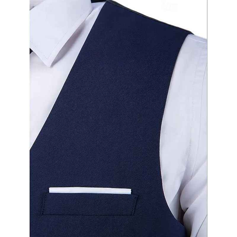 Men's Wedding Casual Party Suits Notch Lapel Navy Blue Formal Solid Colored Slim Fit 2 Piece3