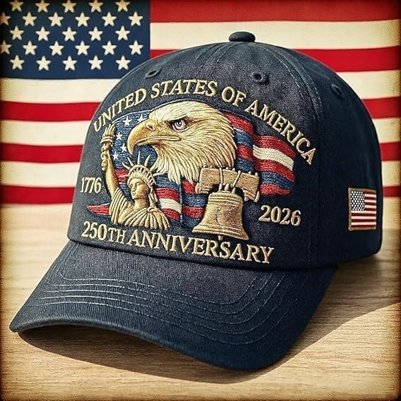 United States 250th Anniversary Hat Bald Eagle Heat Transfer Printing Patriotic Baseball Cap Adjustable Retro Patriotic Cap for Men Women3