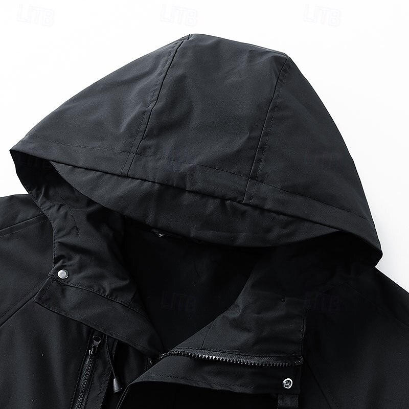 Men's Outdoor Jacket Raincoat Hiking Jacket Daily Hiking Windproof Rainproof Pocket Spring Fall Plain Fashion Classic Hooded Regular Black Light Green Purple Orange Rose Jacket4
