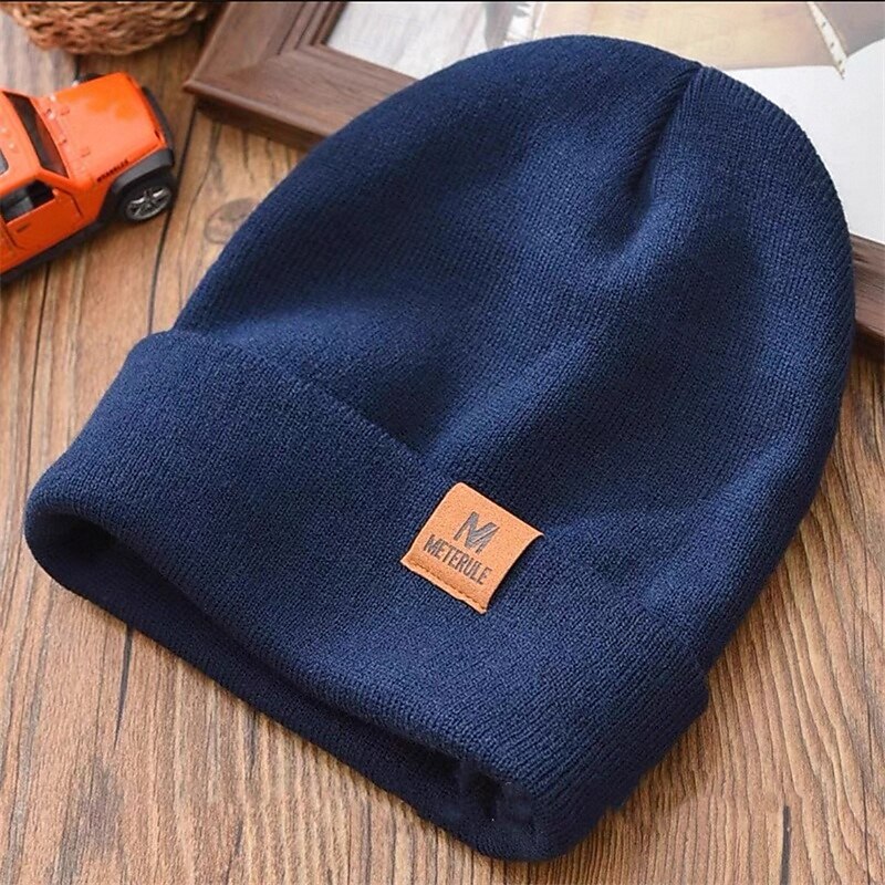 Men's Unisex Beanie Hat Winter Hats Beanies Skull Cap Knit Hat Black Red Acrylic Fibers Knitted Cozy Daily Wear Going out Solid / Plain Color Warm2
