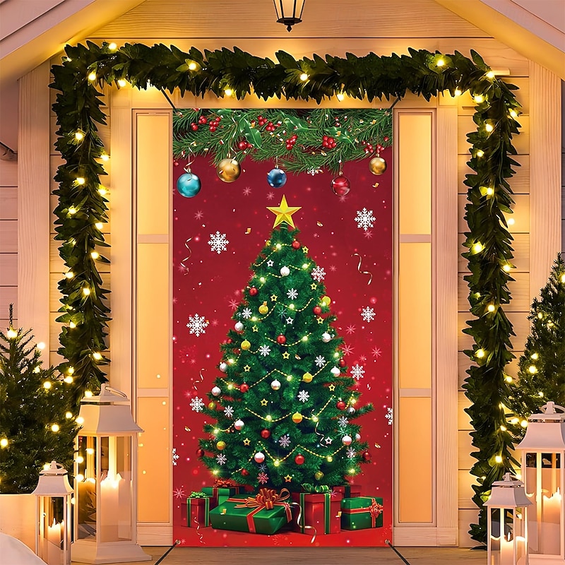 Christmas Posters Door Cover Outdoor Banners Christmas Tree Cute 3D Party Dorm Teens Room College Dorm Guys Man Cave Frat Bedroom Shooting Backgrounds Home Decor2