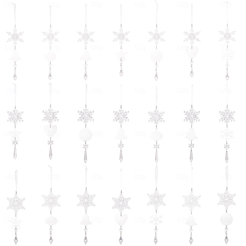 7pcs Christmas Crystal Icicle Ornaments Clear Acrylic Hanging Decorations for Christmas Tree, DIY Transparent Ice Stick & Snowflake Holiday Decor3
