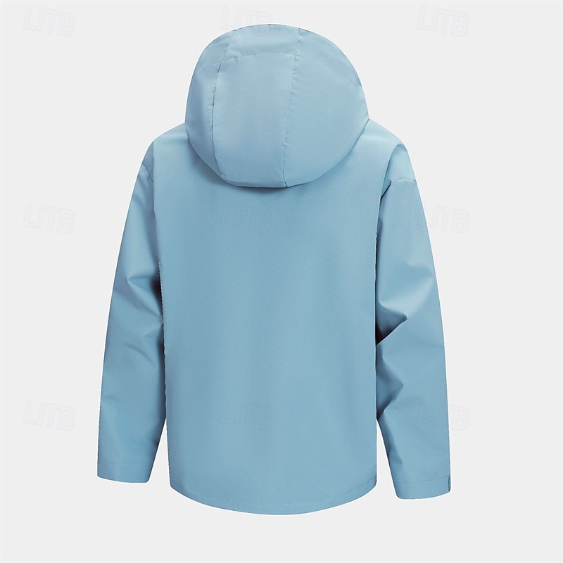 Men's Outdoor Jacket Raincoat Hiking Jacket Daily Hiking Windproof Rainproof Pocket Spring Fall Plain Fashion Classic Hooded Regular Black Light Green Purple Orange Rose Jacket2