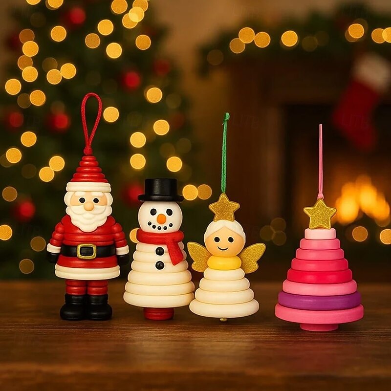 DIY Button Snowman Ornament Kit Fun Christmas Button Ornament Making Set with Christmas Snowman/Santa/Tree Handmade Stacked Colorful Buttons Xmas Hanging Decorations for Family Activity3