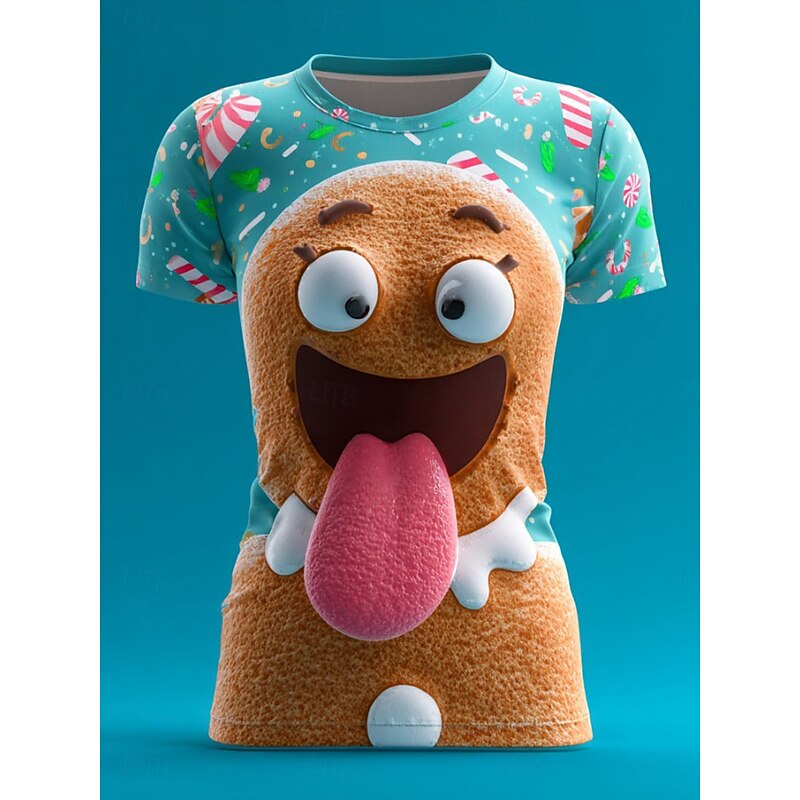 Christmas Women's T Shirt Graphic Santa Claus Vintage Stylish Classic Short Sleeve Crew Neck Round Neck Regular Tops Daily Print Light Green Light Brown Brown Green Fall Winter2