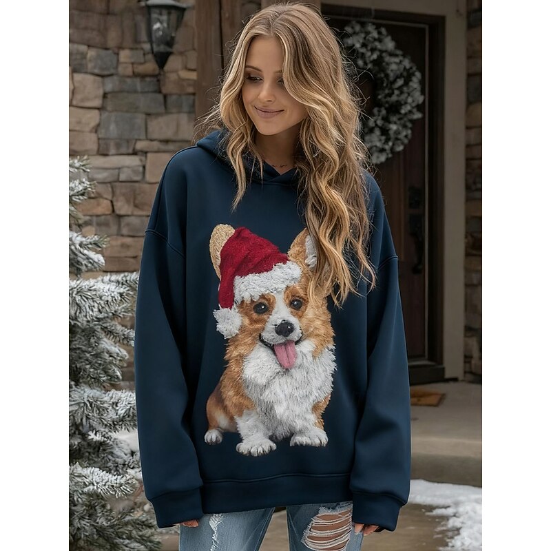 Women's Pullover Hoodie Sweatshirt Graphic Animal Casual Long Sleeve Hooded Regular Tops Party Evening Wear Street Dailywear Patchwork Red Navy Blue Beige Spring Fall Winter2