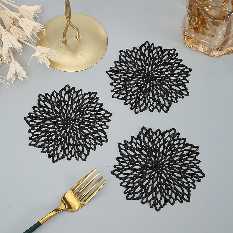 12pcs Halloween Coasters Halloween Style Dining Table Decorations Anti Slip And Heat-Insulating Hollow Out Placemats Ins Style Western Style Placemats Wholesale3