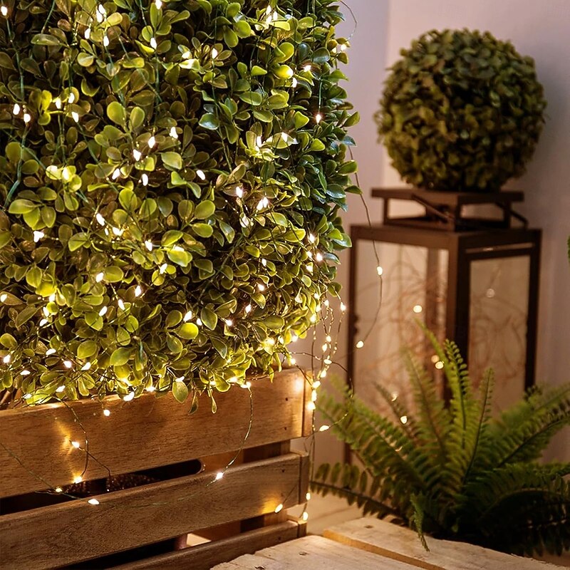 1 Pc 50M/100M-500/1000 LED Beads Christmas Halloween Valentine's Day Wedding Festival Fairy String Lights 8 Function Remote Control Indoor/Outdoor Courtyard Tree Wrapping Decorative Lights 31V3