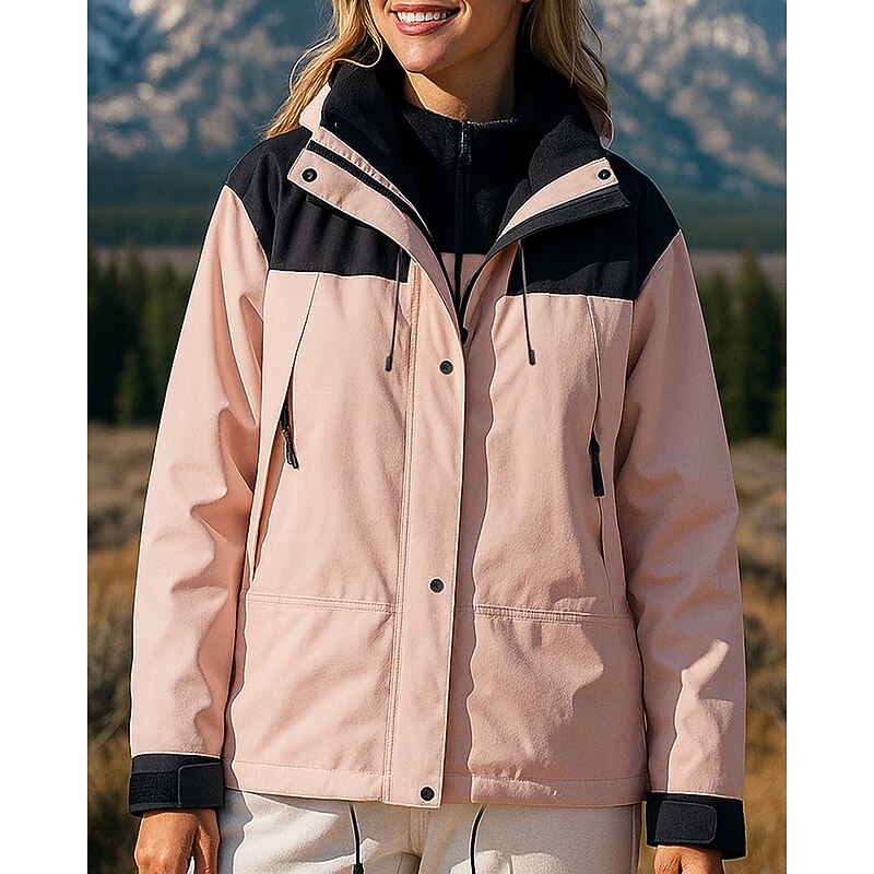 Women's Hiking Jacket Thermal Jacket 3 in 1 Jacket Outdoor Thermal Waterproof Windproof Warm Hiking Outfits Hiking Clothes Winter Autumn / Fall Top Fishing Camping / Hiking / Caving Running Patchwork4
