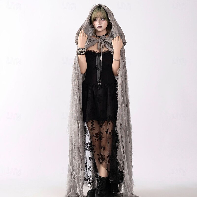Ghost Grim Reaper Halloween Cape Cloak Horror Scary Costume Adults' Unisex Halloween Carnival Performance Party Easy Halloween Costumes Dress Up2