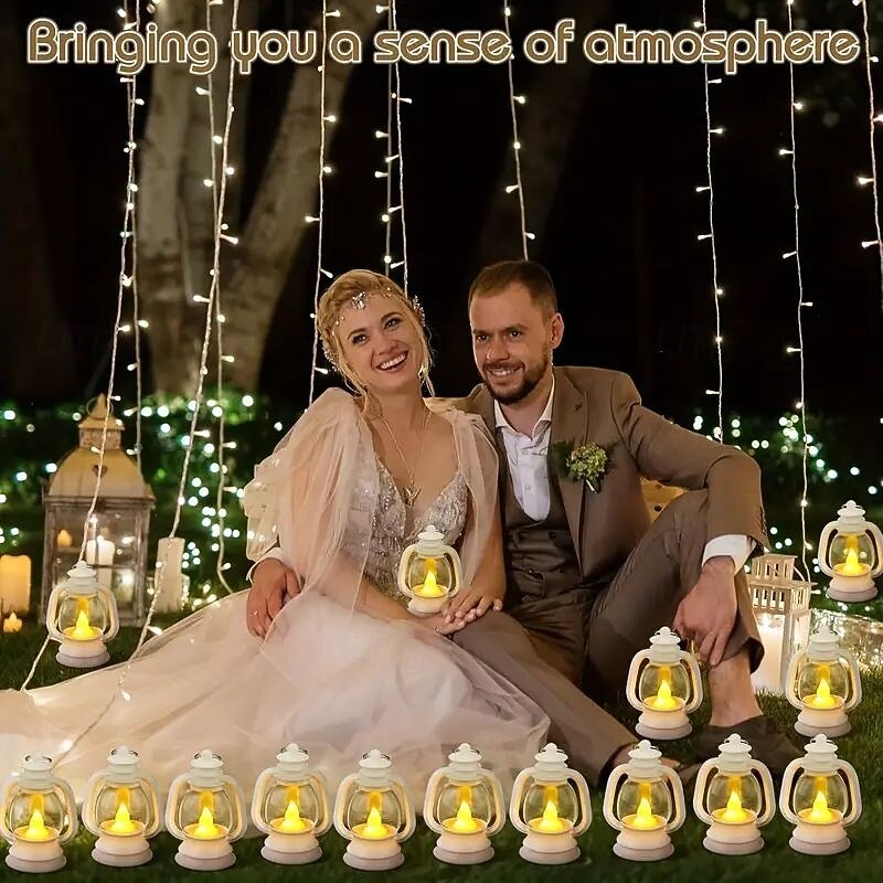 6/12/24PCS Christmas Portable Pony Lantern Retro LED Candle Light Oil Lamp Halloween Home Decoration Wedding Party Holiday Indoor Outdoor Atmosphere Decoration4