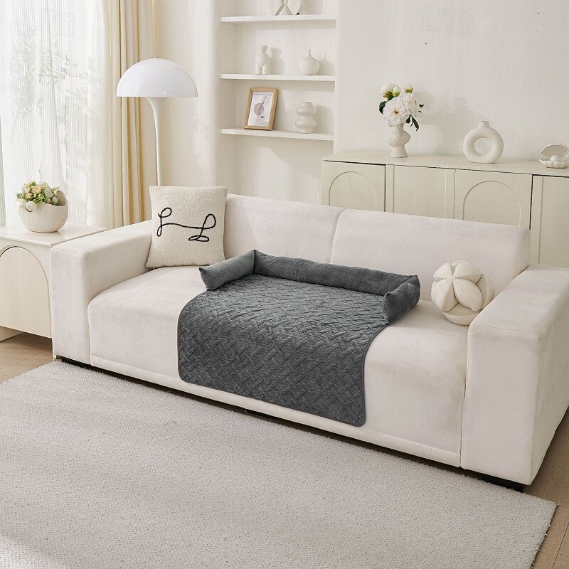 Crystal Velvet Sofa Cover For Pet Soft Autumn Winter Solid Color Dog Cat Sleeping Bed Mat Comfortable Plush Pad Washable Non Slip Home Furniture Protector Pet Supplies