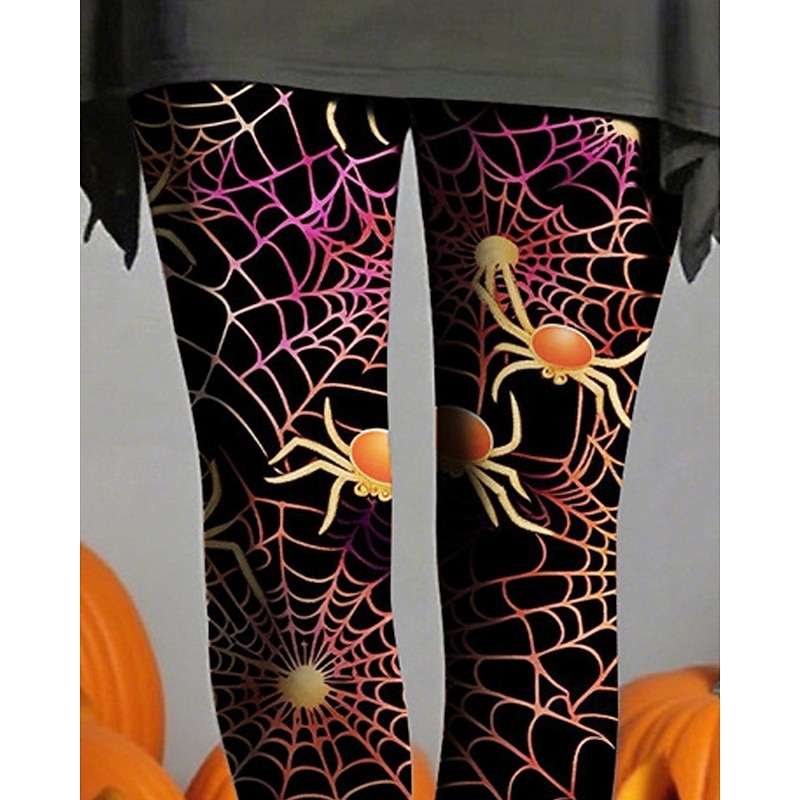 Women's Leggings Cozy Leggings Basic Casual Full Length High WaistPantsHalloween Graphic Printing Thermal Warm Comfortable Stretchy Vacation Casual Daily Black Fall Winter Slim Fit2