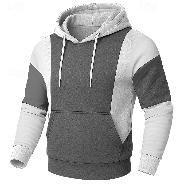 Men's Hoodie Pullover Hoodie Sweatshirt Black Red Gray Hooded Plain Patchwork Color Block Sports & Outdoor Casual Daily Streetwear Cool Sportswear Spring &  Fall All Seasons Clothing Apparel Hoodies