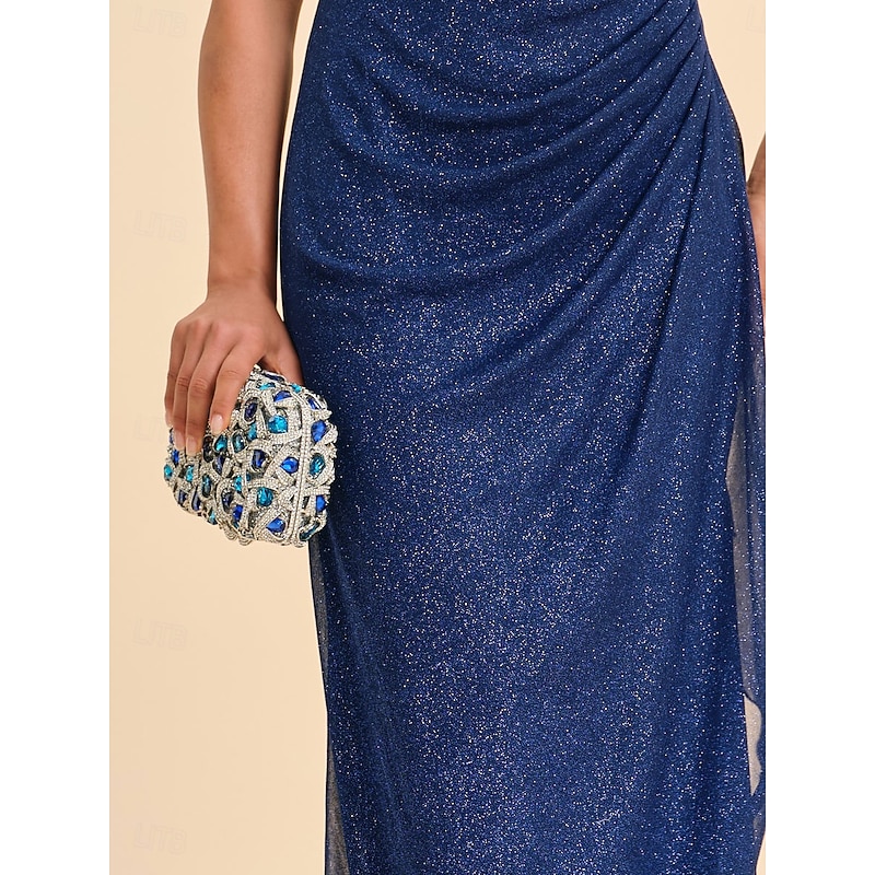 Women's Maxi Dress Sheath Dress Elegant Party Birthday Solid Color Sleeveless Square Neck Royal Blue Summer2