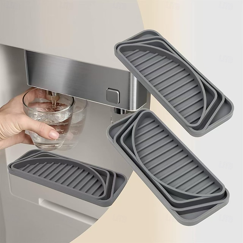Silicone Refrigerator Drip Tray, Cuttable Water Dispenser Drip Collector, Spill-Free Non-slip Dispenser Pan Protector for Whirlpool/Samsung/LG/GE Fridge Accessories