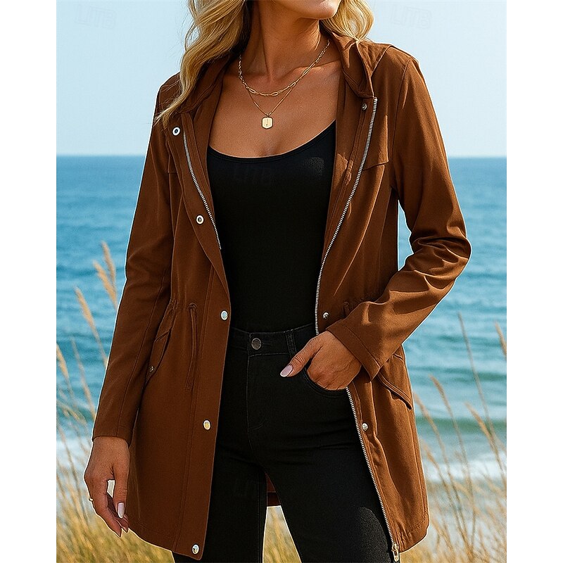 Women's Hiking Jacket Lightweight Jacket Outdoor Thermal Hiking Outfits Hiking Clothes Autumn / Fall Top Camping / Hiking / Caving Running Solid Color Khaki Coffee3