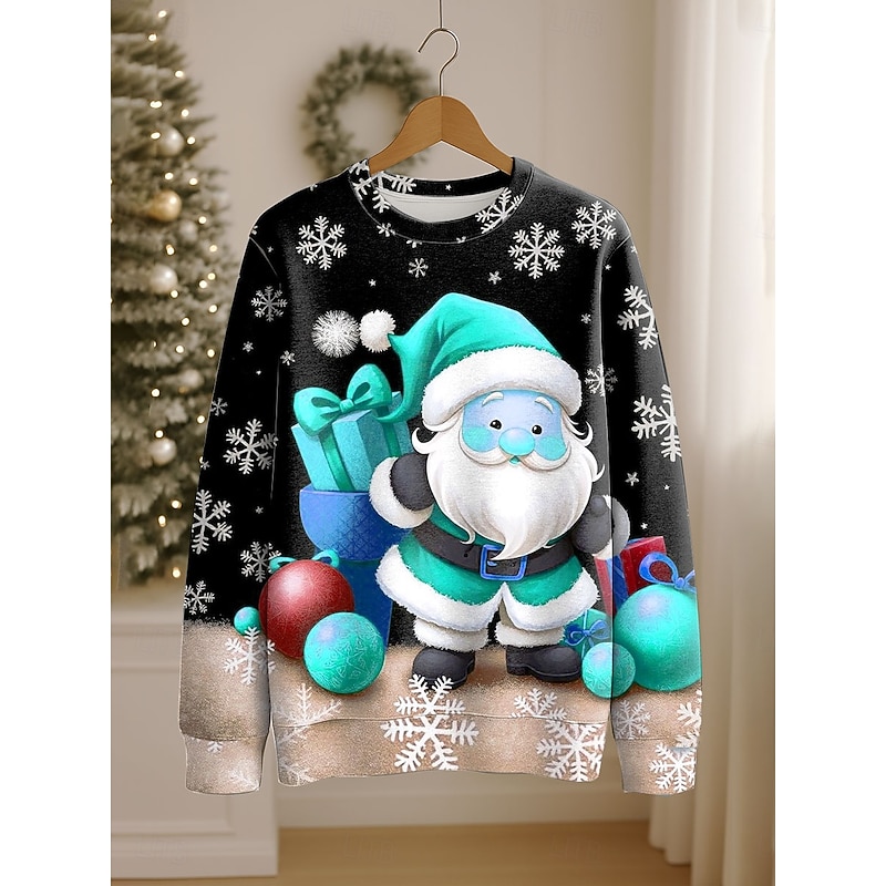 Women's Pullover Sweatshirt Graphic Santa Claus Casual Long Sleeve Crew Neck Regular Tops Street Casual Holiday Print Red Blue Purple Orange Spring Fall Winter3