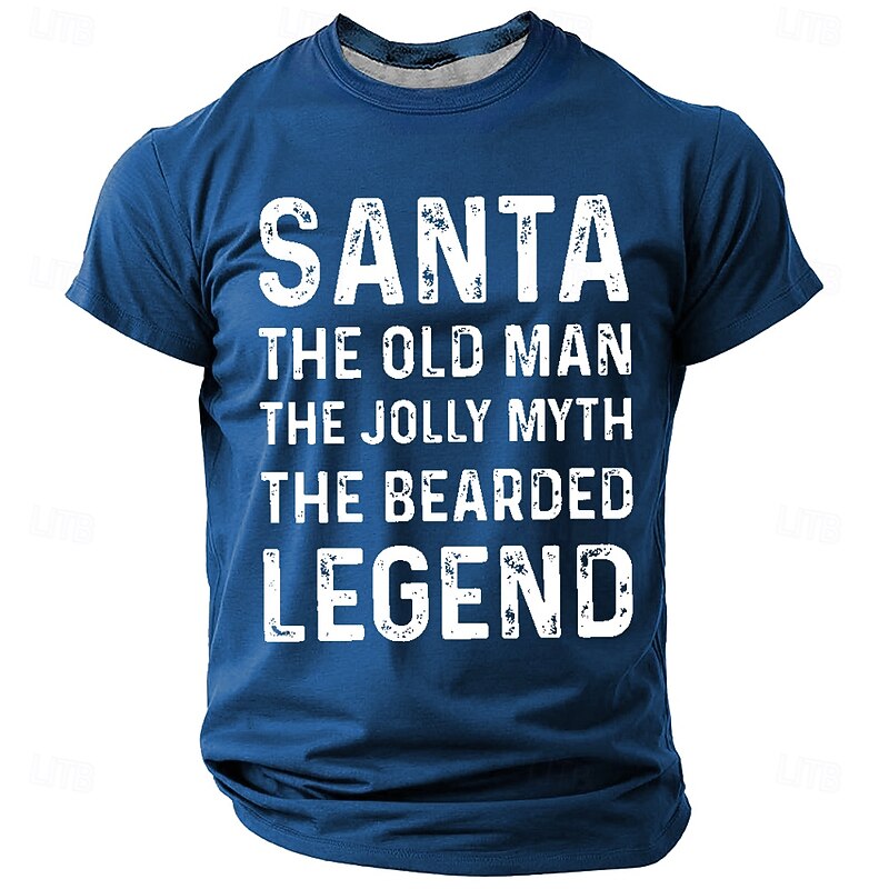 Men's T Shirt Santa Claus Funny Crew Neck Clothing Apparel 3D Print Outdoor Christmas Gifts Party Short Sleeve Cool Daily2