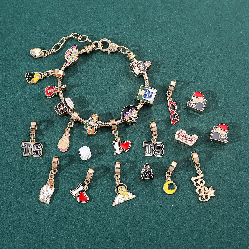 Swifties Christmas Advent Calendar DIY Bracelets TS Gift, 24 Days DIY Jewelry Making Kit with 22 Charm Beads and 2 Adjustable Bracelets, Xmas Countdown Gift for Music Lovers, Teens and Friends, Holida2