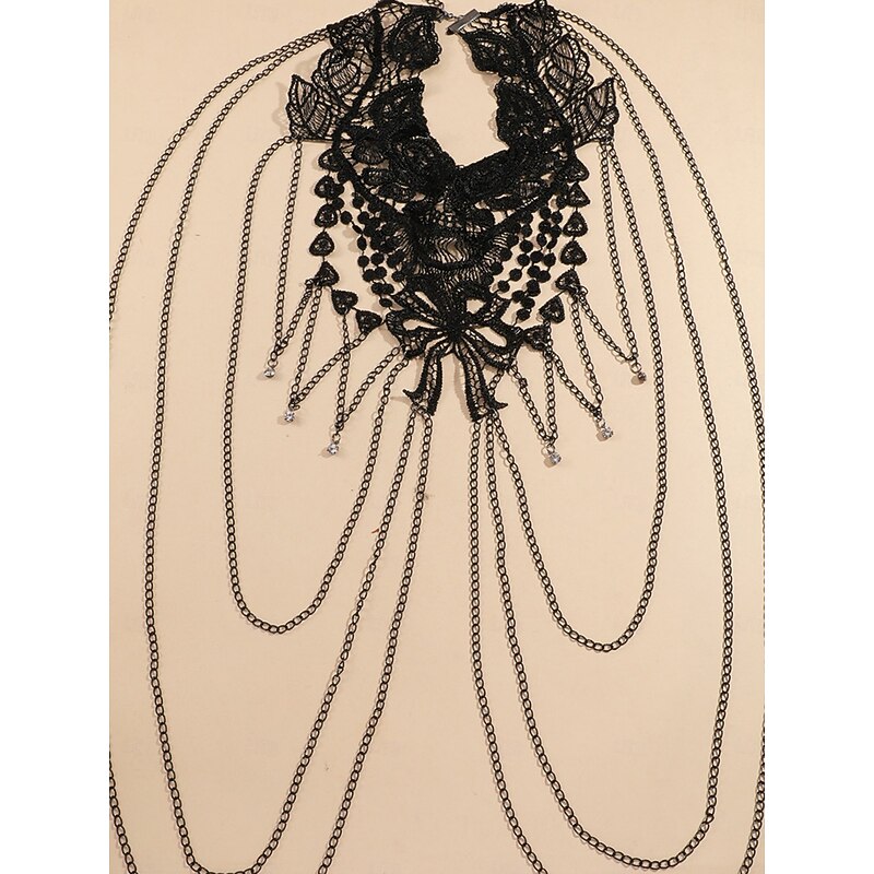 Women's Gothic Black Body Chain Necklace - Statement Jewelry for Halloween Party and Nightlife Outfits4