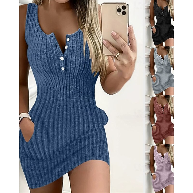 Women's Midi Dress Sweater Dress Casual Dress Elegant Fashion Modern Outdoor Daily Going out Regular Fit Plain Sleeveless Straps Maroon Black Pink Blue Spring Autumn