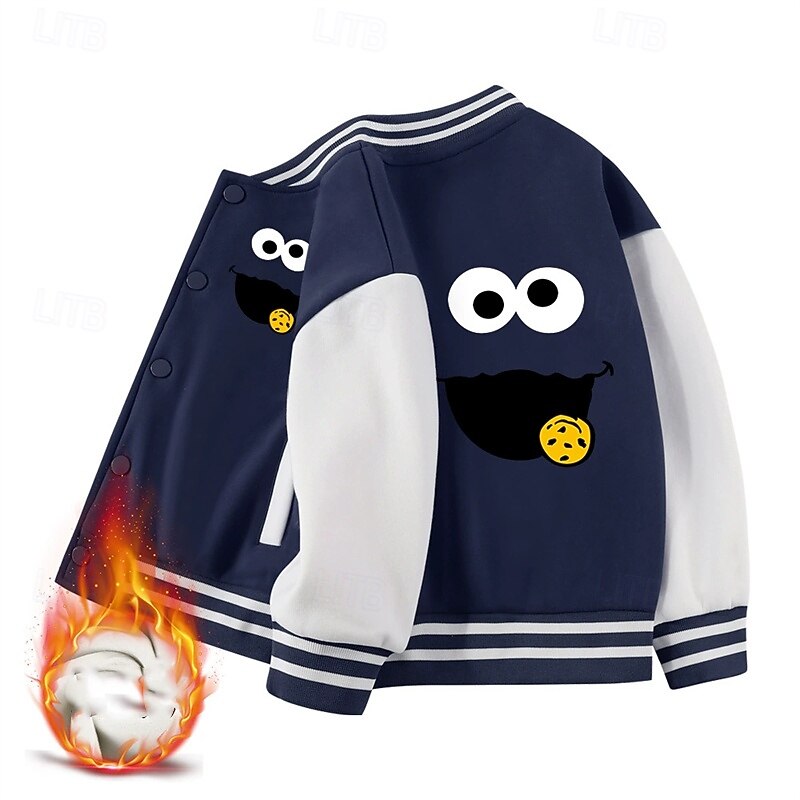 Kids Unisex Fleece Jacket Baseball Jackets Outerwear Color Block Long Sleeve Comfort Buttons Keep Warm Soft Fleece Coat Outdoor Cotton Fashion Daily Pinky Pink Black Spring Fall 4 years+