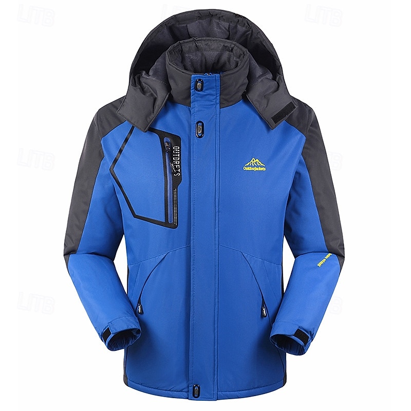 Men's Softshell Jacket Hiking Jacket Fleece Jacket Thermal Jacket Winter Outdoor Patchwork Thermal Warm Waterproof Windproof Top Black Army Green Red Blue Dark Blue2
