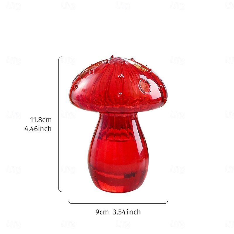 Red Glass Mushroom Decorative Vase, Simple Solid-Color Glass Home Décor Ornament, Ideal for Flowers, Green Plants, Hydroponics, Indoor Tabletop, Dining Room, and Year-Round Home Decoration2