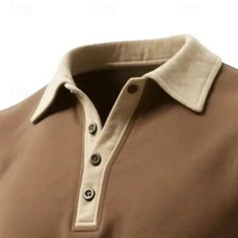 Men's Sweatshirt Pullover Hoodie Sweatshirt Pullover Button Up Hoodie Black Khaki Lapel Plain Patchwork Color Block Sports & Outdoor Casual Daily Streetwear Cool Sportswear Fall Spring &  Fall3