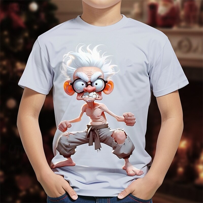 Christmas Boys' 3D Graphic Cartoon T shirt Tee Short Sleeve Summer Spring Fashion Basic Kids 4-12 Years Crew Neck Outdoor Casual Daily Regular Fit4
