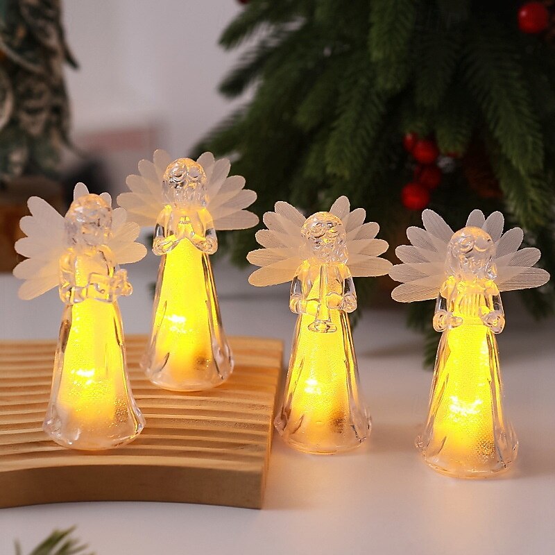1 Pc 11.5 * 4.3CM Christmas and Halloween LED strip light, electronic acrylic imitation crystal angel ornament light, indoor and outdoor bedroom dining room night light LR41 * 3 batteries