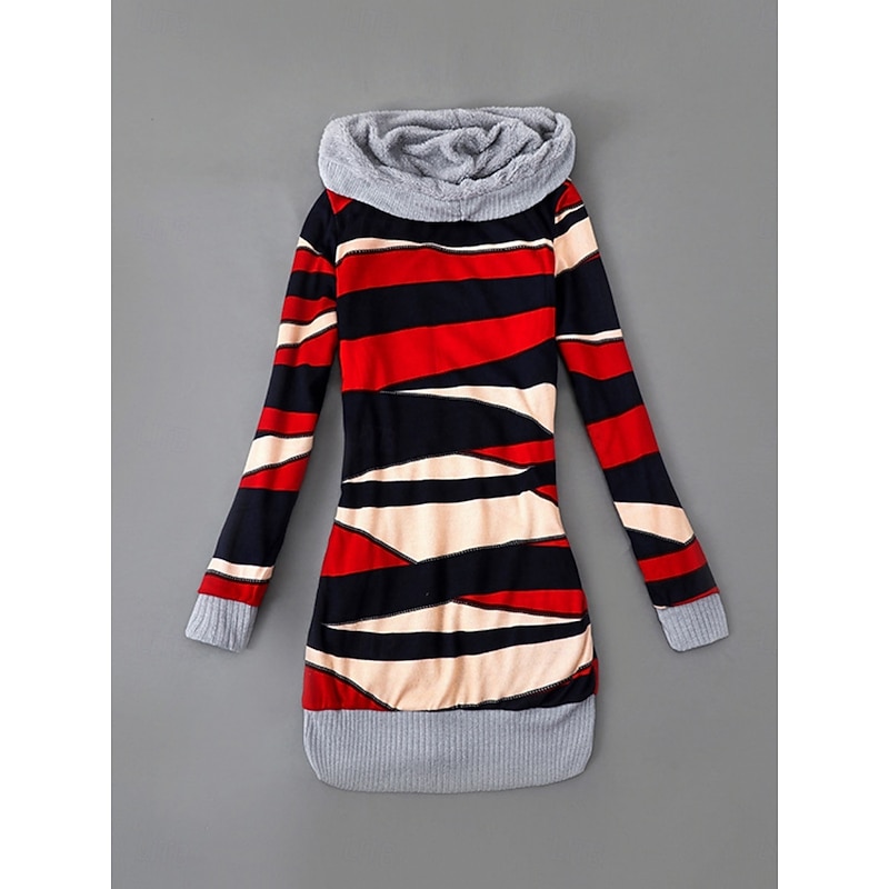 Women's Sweater Casual Soft Geometric Ribbed Hooded Knitted Long Sleeve Regular Tops Knit Outdoor Daily Weekend Pink Red Fall Winter2