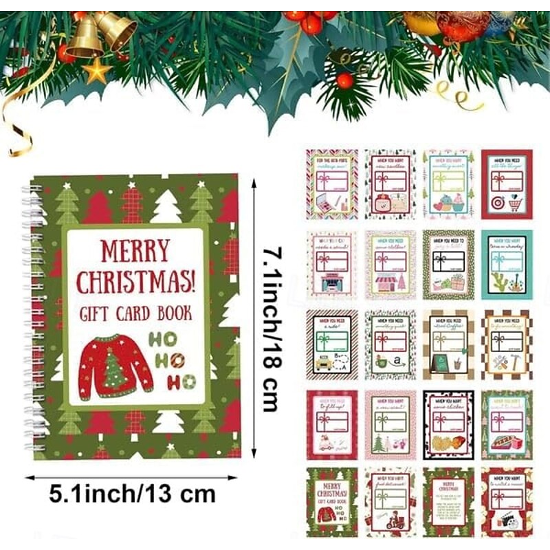 Merry Christmas Gift Card Book Graduation Gift Card Booklet Christmas For College Student DIY Spiral Bound Merry Christmas Gift Card Stock for Family, Friends, Students2