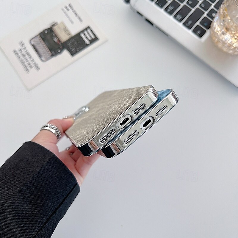 Phone Case For iPhone 16 15 14 Pro Max Plus 13 Pro Max Back Cover Shockproof Retro Canvas Plating3