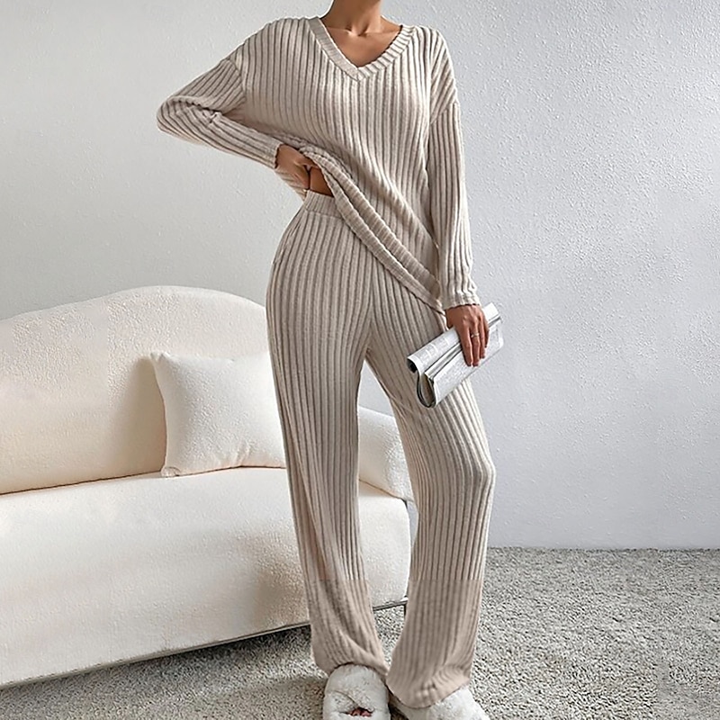 Women's Fashion Streetwear Pants Sets Bolero Top Long Sleeve V Neck Solid Color Outdoor Work Casual Black Blue Green Fall Regular Fit3